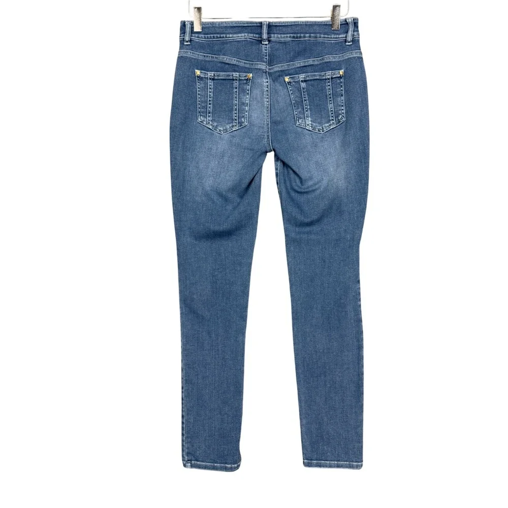 Chicos Jeans 0 Womens 8‎ Blue Platinum Cotton Stretch Denim Slim Fit Pull On